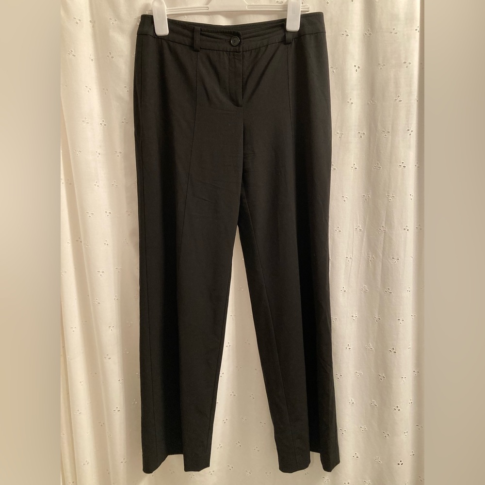 Ann Taylor seasonless wool black dress pants, flat front, lined, back pocket, 6